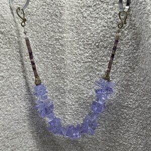 Lavender Glass & Amethyst Beaded Necklace with mixed bead bracelet.